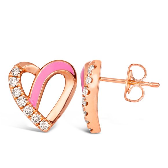 Le Vian Earrings featuring Enamel Nude Diamondsset in 14K Strawberry Gold